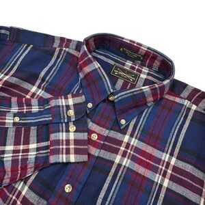 The Arrow Company Mens Size XL Navy Blue Plaid Flannel Long Sleeve Shirt NWT